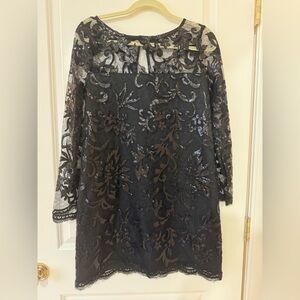 cupcakes & cashmere Black Floral Long Sleeve Dress